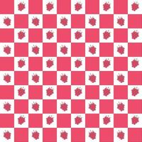 Checkered seamless pattern with raspberry icons vector