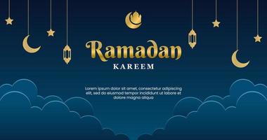 Golden Ramadan Kareem banner template vector