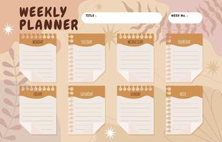 Boho Style Weekly Planner Calendar Template vector