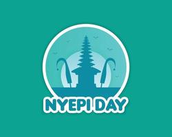 Nyepi Day Flat Icon Sticker vector