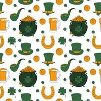 Seamless Pattern with St. Patrick's Day. St. Patrick's Day vector design elements set.