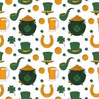 Seamless Pattern with St. Patrick's Day. St. Patrick's Day vector design elements set.