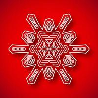 Beautiful snowflake with shadow on red background vector