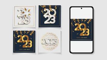 Happy New Year 2023, stories template for social media. vector