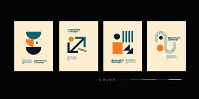 Neomodern aesthetics of brutalism design vector poster cover layout made with abstract elements and geometric shapes, useful for poster art, website design, album cover prints, fine arts images.