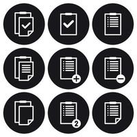 Clipboard icons set. White on a black background vector