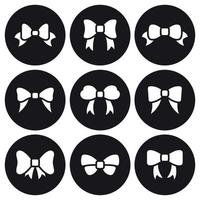 Bows icons set. White on a black background vector