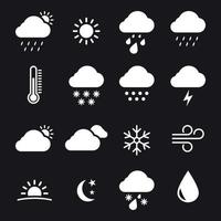 Weather icons set. White on a black background vector