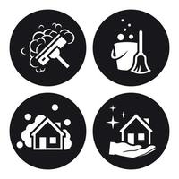 House cleaning services vector logo. White icon on a black background