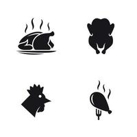 Chicken, fried chicken icons set. Black on a white background vector