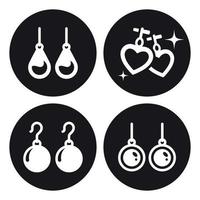 Earrings icons set. White on a black background vector