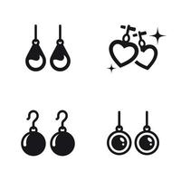 Earrings icons set. Black on a white background vector