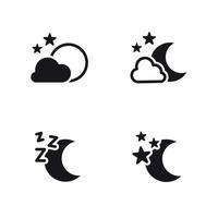 Night icons set. Black logo on a white background vector