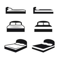 conjunto de iconos de cama. Negro sobre un fondo blanco vector