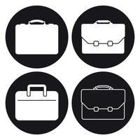 Briefcase icons set. White on a black background vector