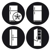 Refrigerator icons set. White on a black background vector