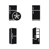 conjunto de iconos de refrigerador. Negro sobre un fondo blanco vector