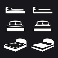 Bed icons set. White on a black background vector