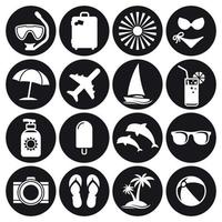 Summer icon set. White on a black background vector
