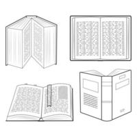 Book set of open books black vector