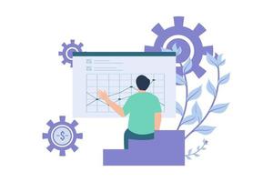 ilustración de diseño plano de análisis de negocios vector