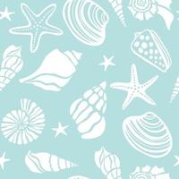 Seamless shells, starfish underwater life hand drawn vector seamless pattern background