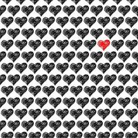 Valentine hearts. Seamless vector pattern. Crayon chalk valentines day design elements, vector background.