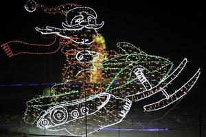 December 24 2022. Christmas lights in the form of Santa Clause riding a snow machine is part of the Richmond Hill Christmas display and celebration. photo