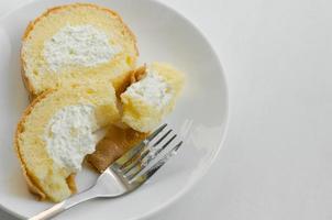 pastel de crema de vainilla para el tiempo de descanso foto