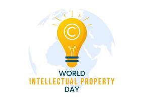 World Intellectual Property Day Illustration with Creativity and Light Bulb Idea for Web Banner or Landing Page in Flat Cartoon Hand Drawn Templates vector