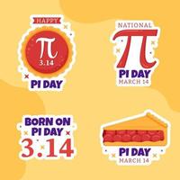 World Pi Day Label with Mathematical Constants or Baked Sweet Pie Flat Cartoon Hand Drawn Templates Illustration vector