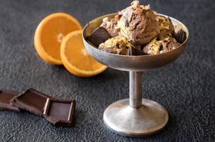 Orange and chocolate ice cream photo