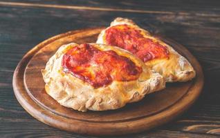 Homemade calzone closeup photo