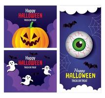 dibujos animados de halloween en marcos establecer diseño vectorial vector