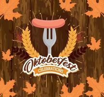 oktoberfest sausage on fork vector design