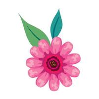 pink flower drawing with leaves vector design