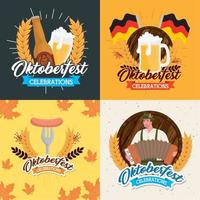 oktoberfest frames icon set vector design