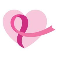 cinta rosa en el corazón del diseño del vector de concientización sobre el cáncer de mama