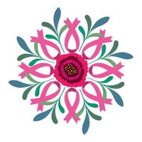 pink ribbons around flower of breast cancer awareness vector design