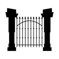 gate and fence of cemetery, on white background vector