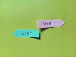 left and right notes stick isolated on green background photo