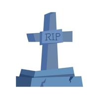 halloween tombstone with cross in white background vector