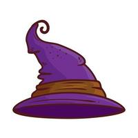 halloween, hat witch purple color on white background vector