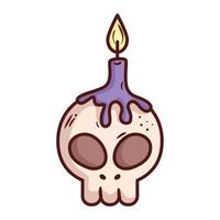 halloween, skull with candle in white background vector