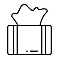 icono de vector de caja de pañuelos para toallitas de limpieza, accesorio de higiene