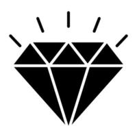 Diamond vector icon, carbon crystallized structure