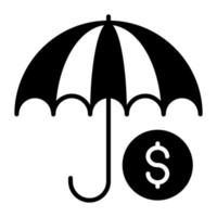 Dollar coin inside umbrella showing concept of insurance vector