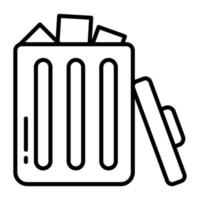 Vector icon of trash bin, garbage container in modern design style