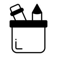 Pencil box vector icon, stationery tools box