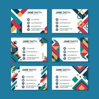 Flat Abstract Geometric Business Card Collection vector